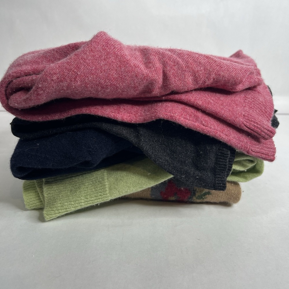 Lot of 5 Cashmere Lambswool Angora Sweaters Cutter Craft Repurpose Flawed Holes - Picture 8 of 9